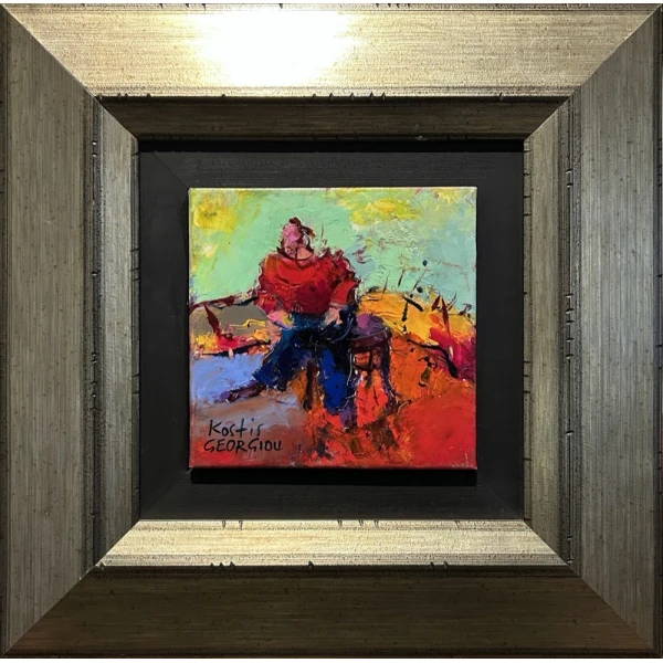 2483-au Georgiou Kostis, Figure, Oil on canvas, 20 x 20 cm