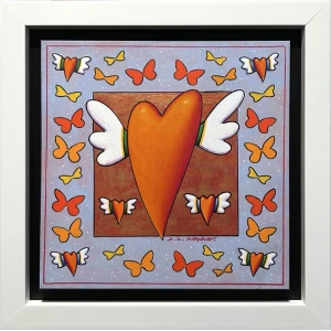 2818-au Milionis C. Dimitris, Flying Red Hearts series, Acrylic and ink pigment on canvas, 40 x 40 cm