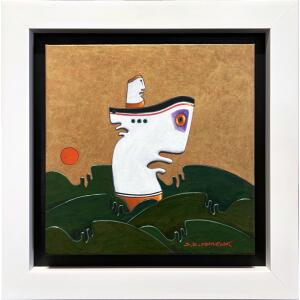 2846-au Milionis C. Dimitris, Argonauts series, Acrylic and gold leaf on canvas, 30 x 30 cm