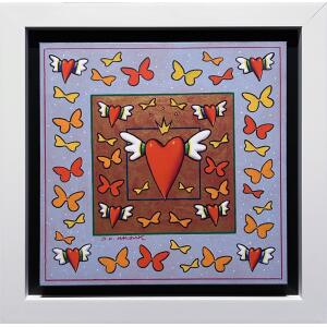 2816-au Milionis C. Dimitris, Flying Red Hearts series, Acrylic and ink pigment on canvas, 40 x 40 cm