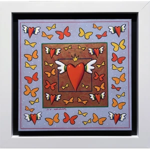 2816-au Milionis C. Dimitris, Flying Red Hearts series, Acrylic and ink pigment on canvas, 40 x 40 cm