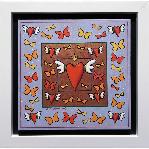 2816-au Milionis C. Dimitris, Flying Red Hearts series, Acrylic and ink pigment on canvas, 40 x 40 cm