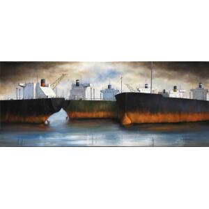 2860-au Balabanidis Christoforos, Tanker, Oil on canvas, 40 x 100 cm