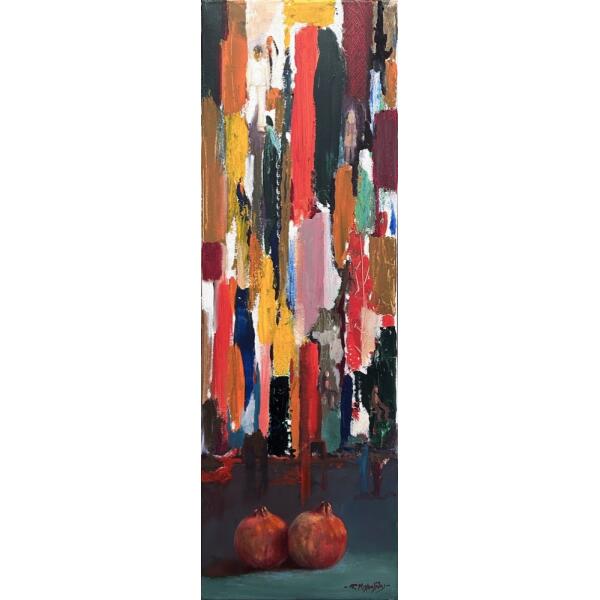 2863-au Michaelides Petros, Untitled, Oil on canvas, 90 x 30 cm