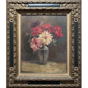 140526-si-io-1-au Sifneos Ioannis, Still life with flowers, Oil on canvas, 55.5 x 43.5 cm
