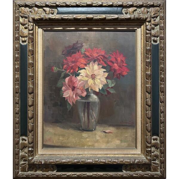 140526-si-io-1-au Sifneos Ioannis, Still life with flowers, Oil on canvas, 55.5 x 43.5 cm