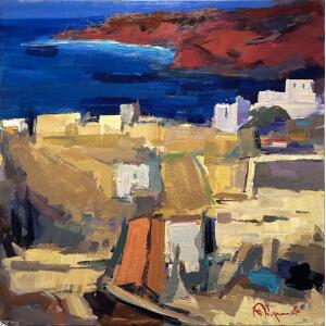 2711-au Kolokythas Vasilis, Andros, Oil on canvas, 100 x 100 cm