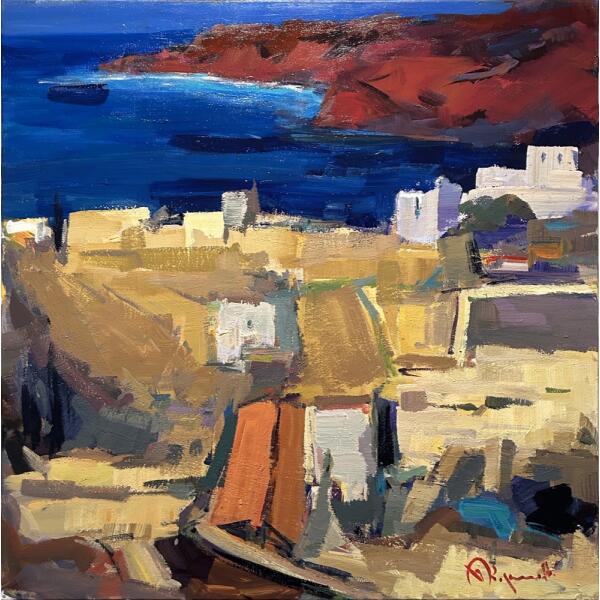 2711-au Kolokythas Vasilis, Andros, Oil on canvas, 100 x 100 cm