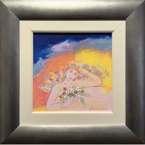2761-au Stathopoulos Giorgos, Couple, Acrylic on paper, mounted on hardboard, 30 x 30 cm