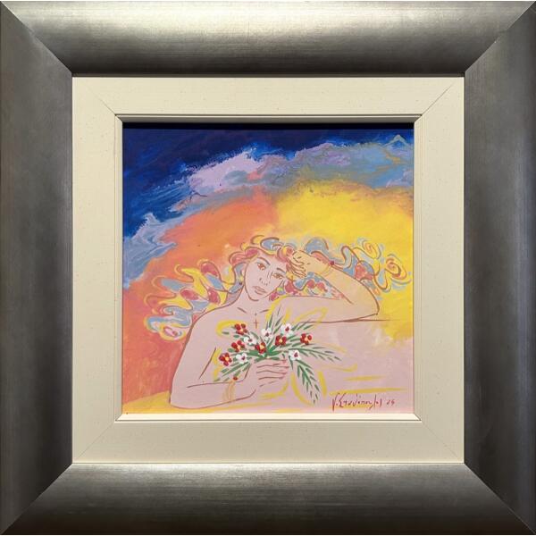 2761-au Stathopoulos Giorgos, Couple, Acrylic on paper, mounted on hardboard, 30 x 30 cm