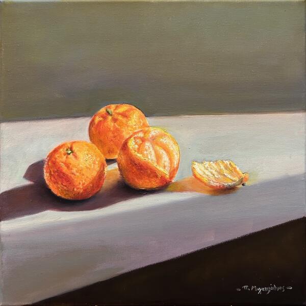 2864-au Michaelides Petros, Still life with fruit, Oil on canvas, 40 x 40.5 cm