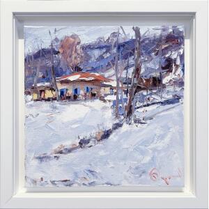 2368-au Kolokythas Vasilis, Metsovo, Oil on canvas, 30 x 30 cm