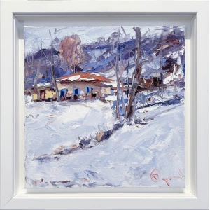 2368-au Kolokythas Vasilis, Metsovo, Oil on canvas, 30 x 30 cm