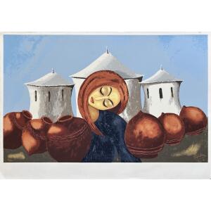 s102-au Hatzisotireiou Xanthos, Figure, Silkscreen print, 70 x 100 cm (60.8 x 96.8 cm)