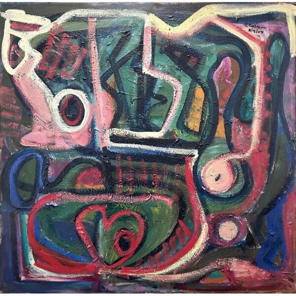 1760-au Stavrou Giorgos, Untitled, Acrylic on canvas, 90 x 90 cm