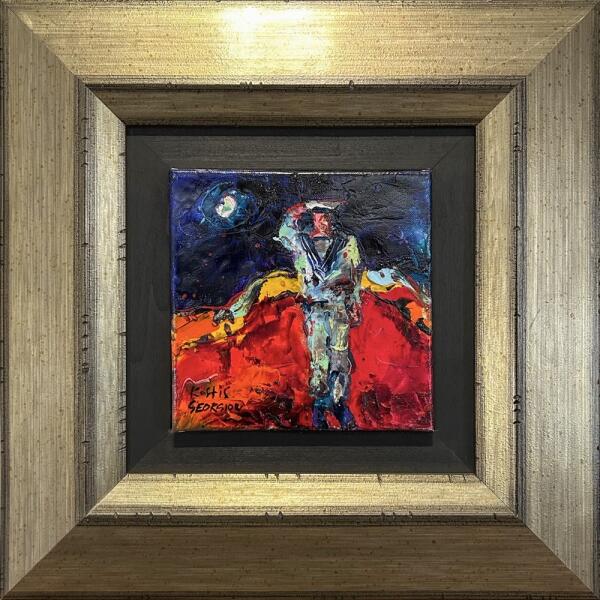 2378-au Georgiou Kostis, Sailor, Oil on canvas, 20 x 20 cm