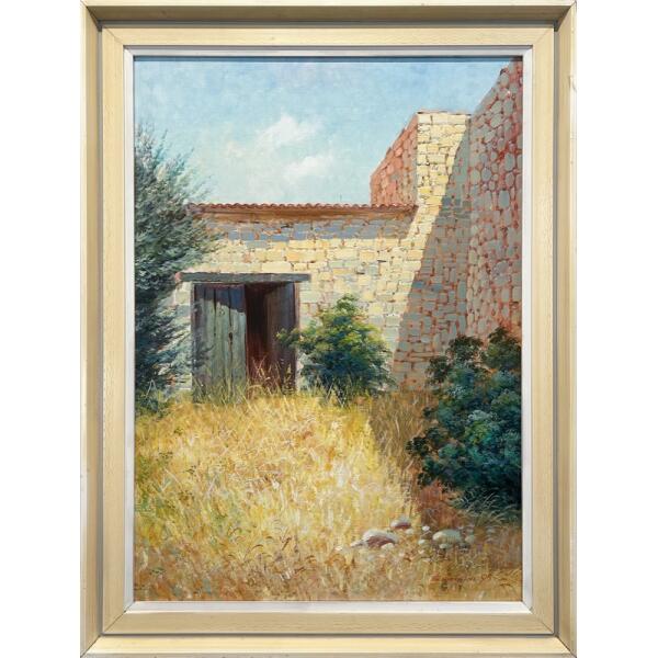 1527-au Alejeikine Vladimir, Cyprus village barn door, Oil on canvas, 70 x 50 cm