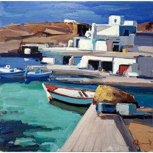 2718-au Kolokythas Vasilis, Kimolos, Oil on canvas, 100 x 100 cm