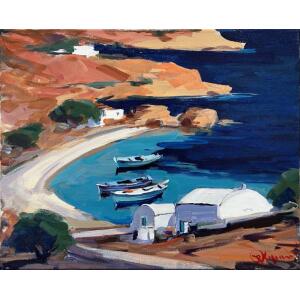 2769-au Kolokythas Vasilis, Amorgos, Oil on canvas, 40 x 50 cm