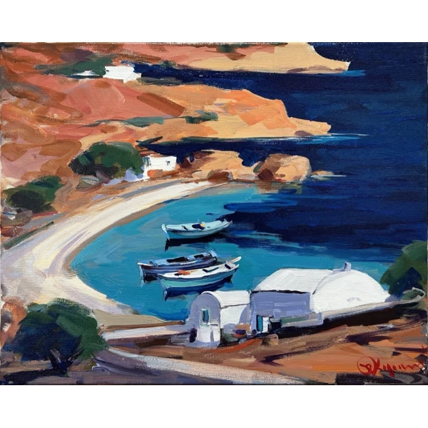 2769-au Kolokythas Vasilis, Amorgos, Oil on canvas, 40 x 50 cm