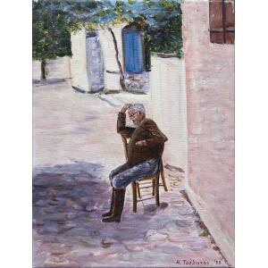 2874-au Tselingas Andreas, Untitled, Oil on canvas, 38.5 x 29.8 cm
