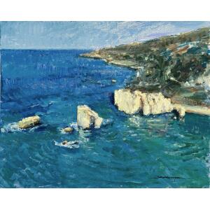 2877-bn Daniel Cordoba Garcia, Petra tou Romiou, Oil on canvas mounted on board, 24 x 30 cm