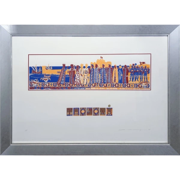 s042-f-au Hambis Tsangaris, Ypodohi, Silkscreen print with gold leaf, 70 x 100 cm