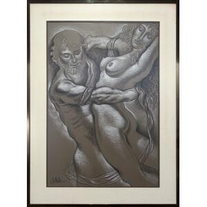 051126-ma-an-1-au Makariou Andreas, Couple, Pastel on paper, 78 x 54 cm