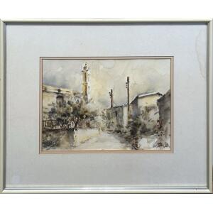 1285-au Tashdjian Vartan, Psevdas (village), Aquarelle on paper, 20 x 28 cm