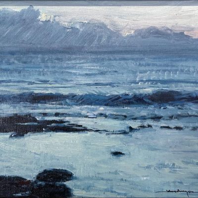 2878-bn Daniel Cordoba Garcia, Pafos Sunset, Oil on canvas mounted on board, 24 x 30 cm - 2.1